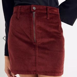 NWT Madewell Stretch Velveteen Straight Zip Mini Skirt